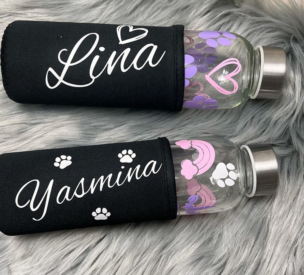 Botella corazones-huellas o arcoíris unicornio