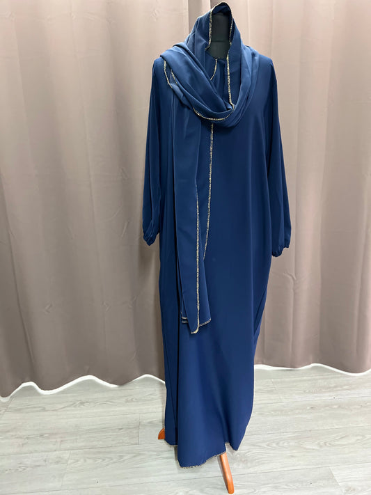 Abaya con Hijab azul marino