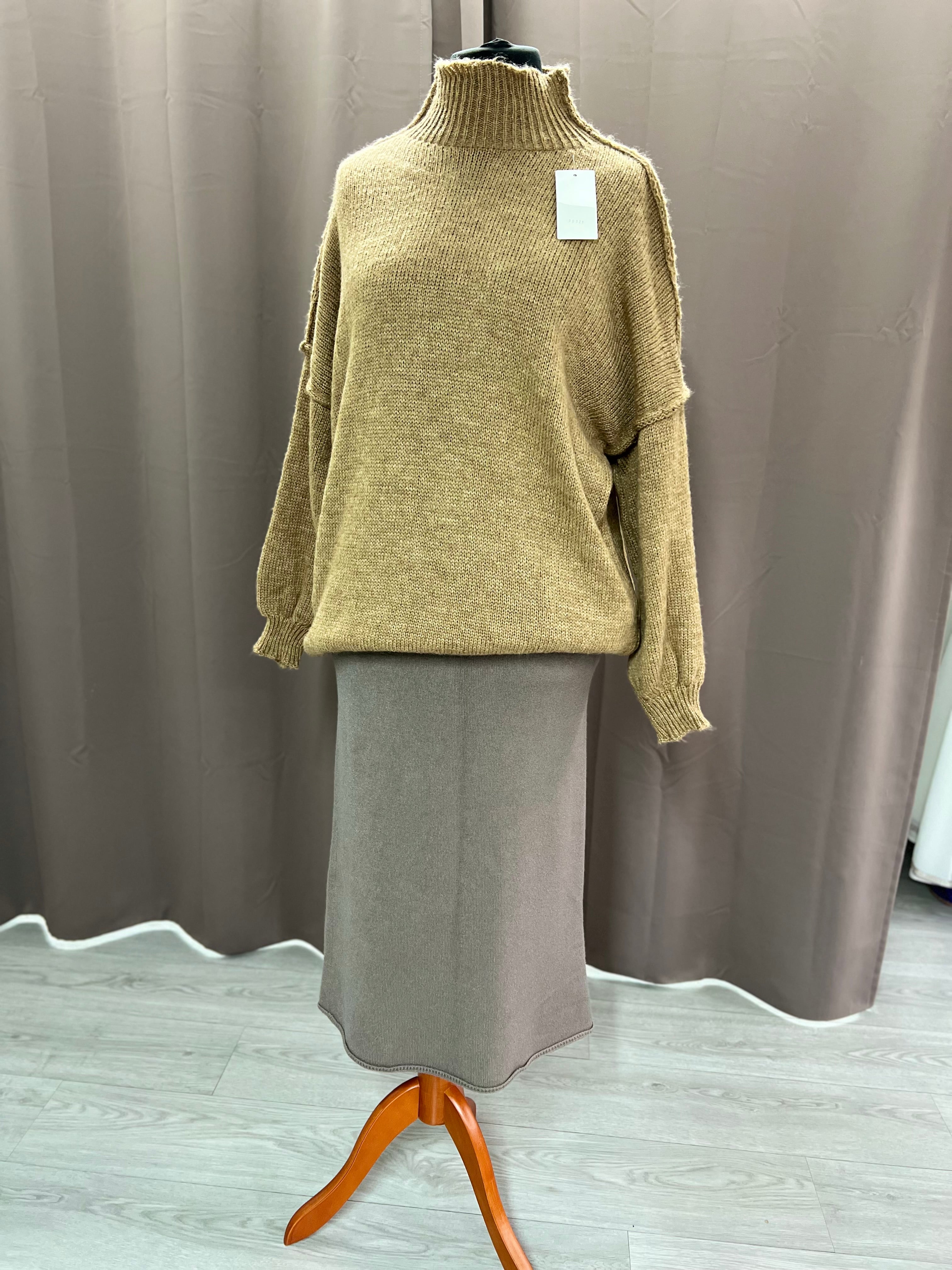 Falda de punto Taupe