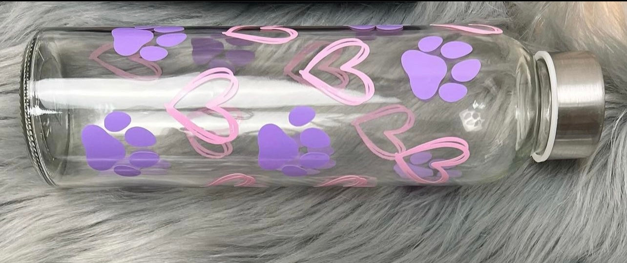 Botella corazones-huellas o arcoíris unicornio