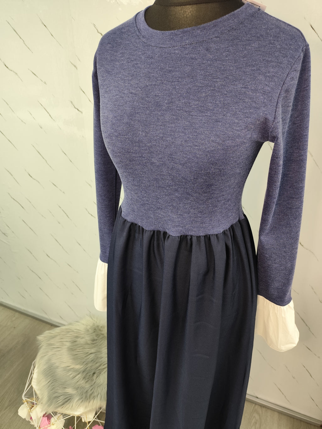 Vestido con mangas de camisa Negro