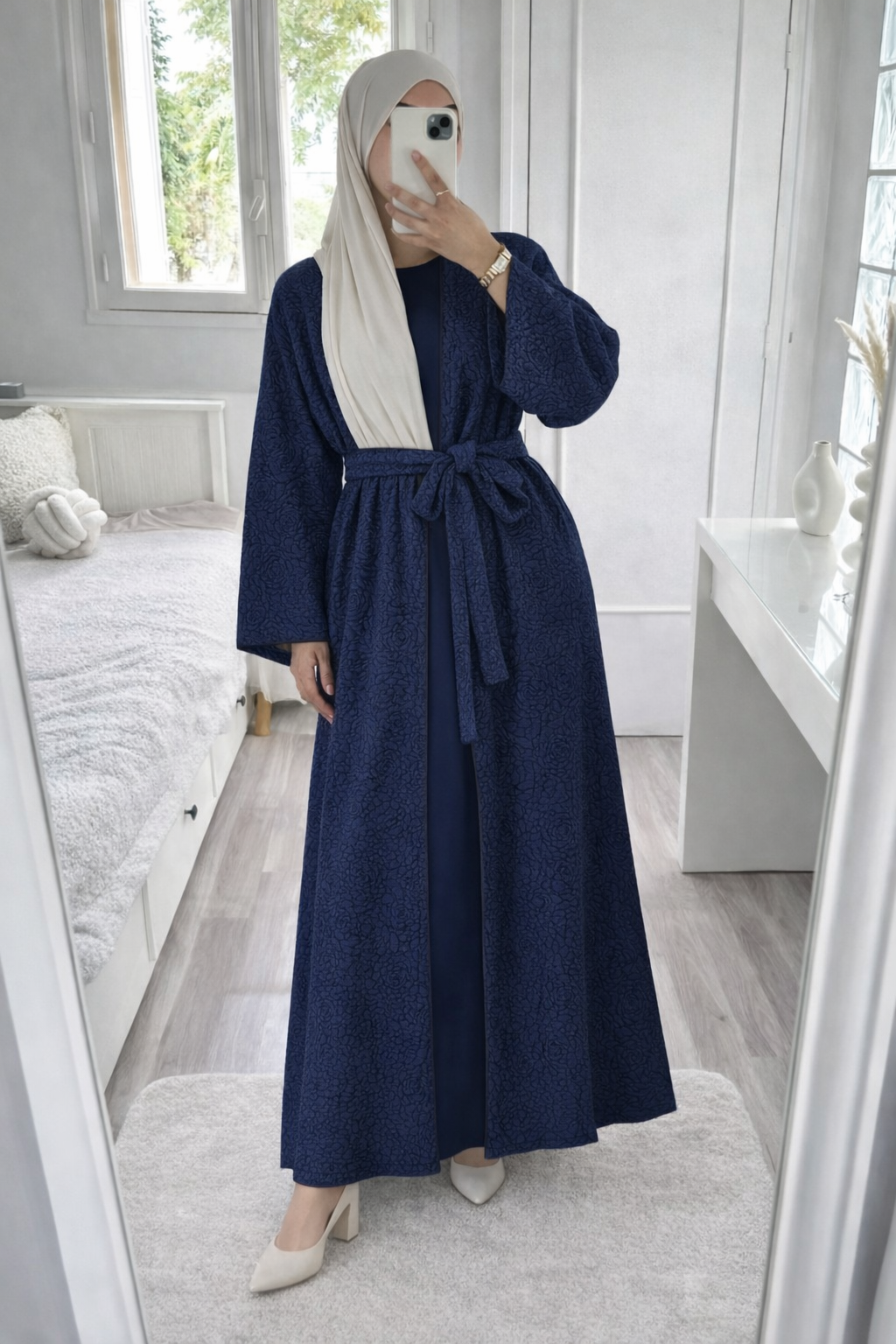Abaya con kimono azul marino