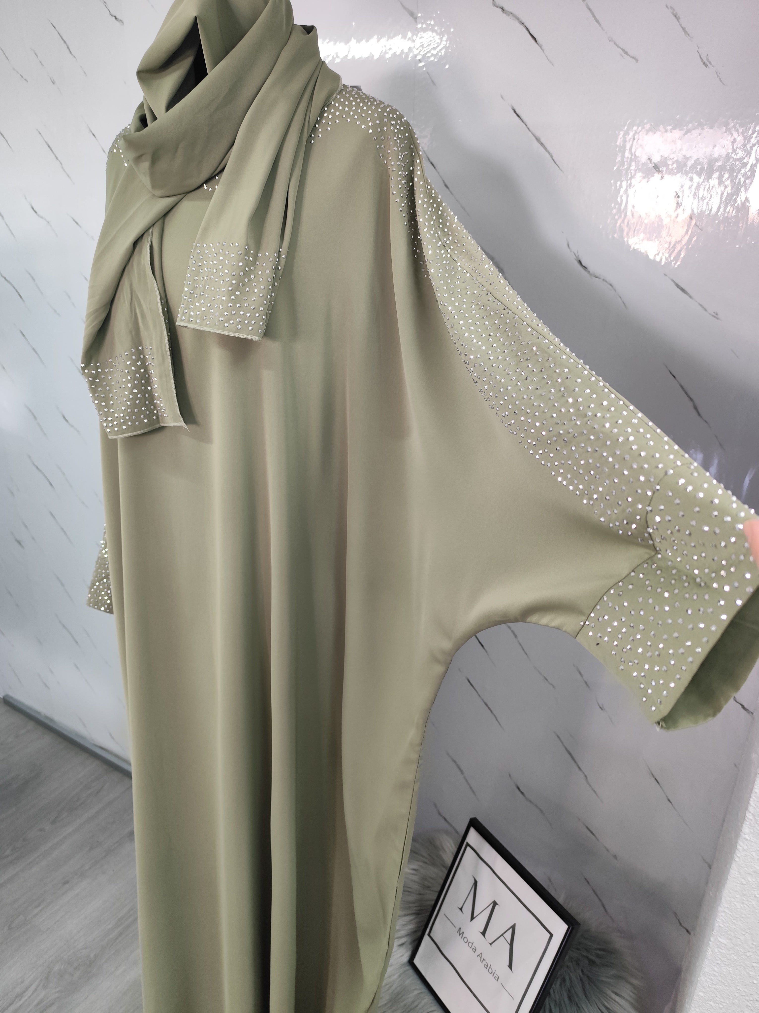 Faracha con strass y pañuelo Kaki