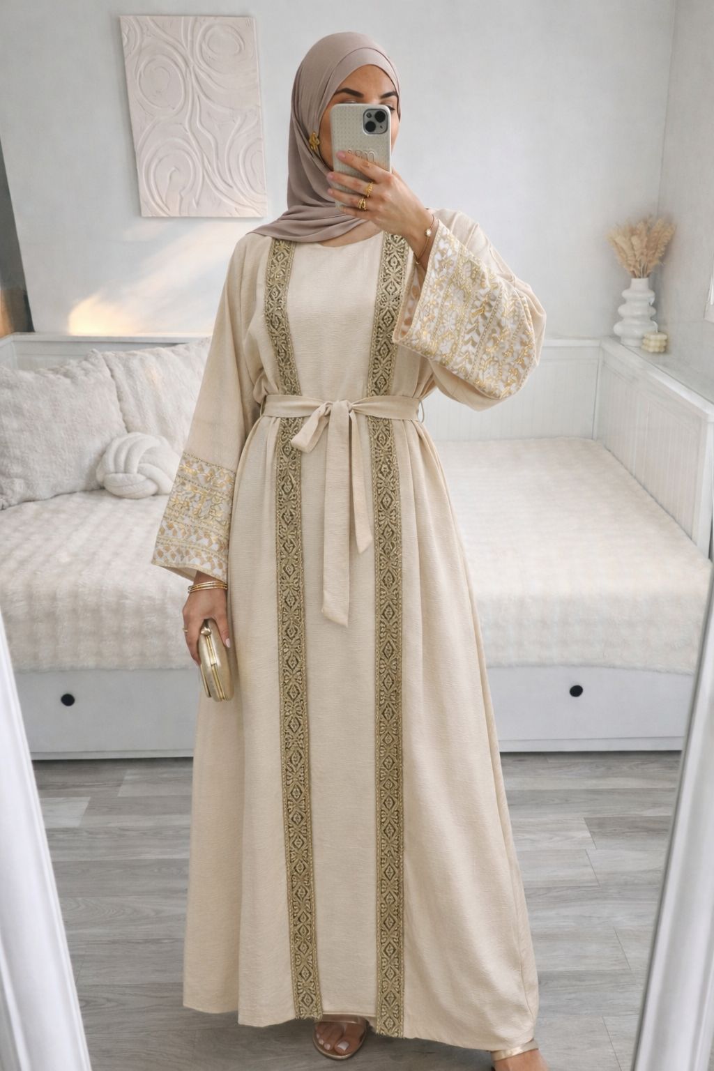 Kimono y abaya Beige