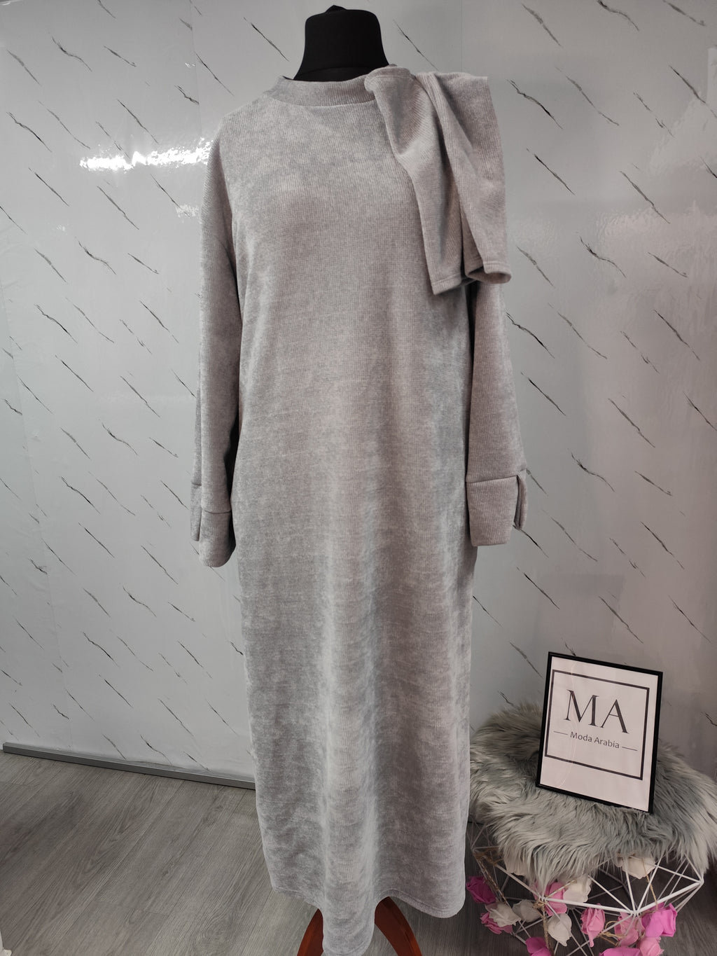 Abaya de pana +guantes Gris