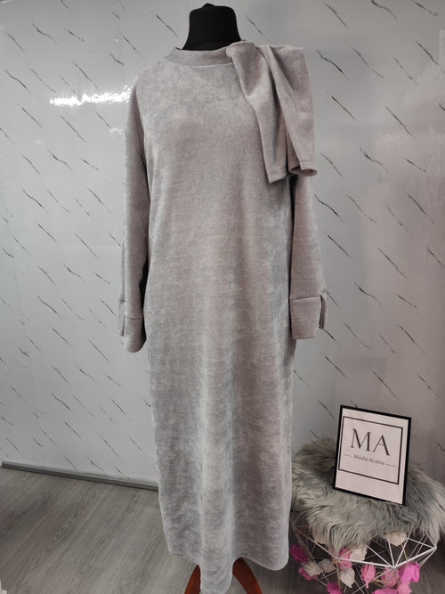 Abaya de pana +guantes Gris