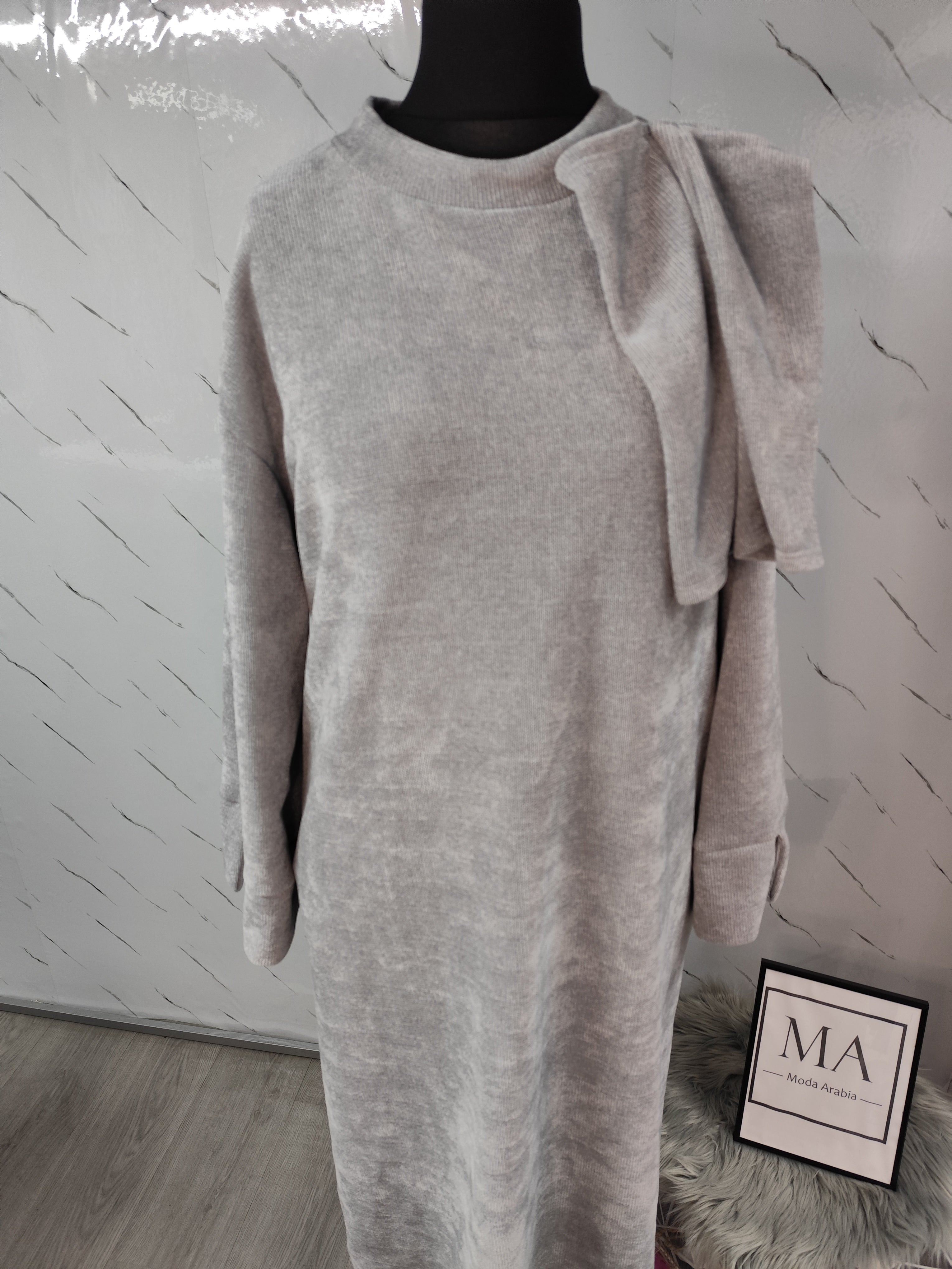 Abaya de pana +guantes Gris