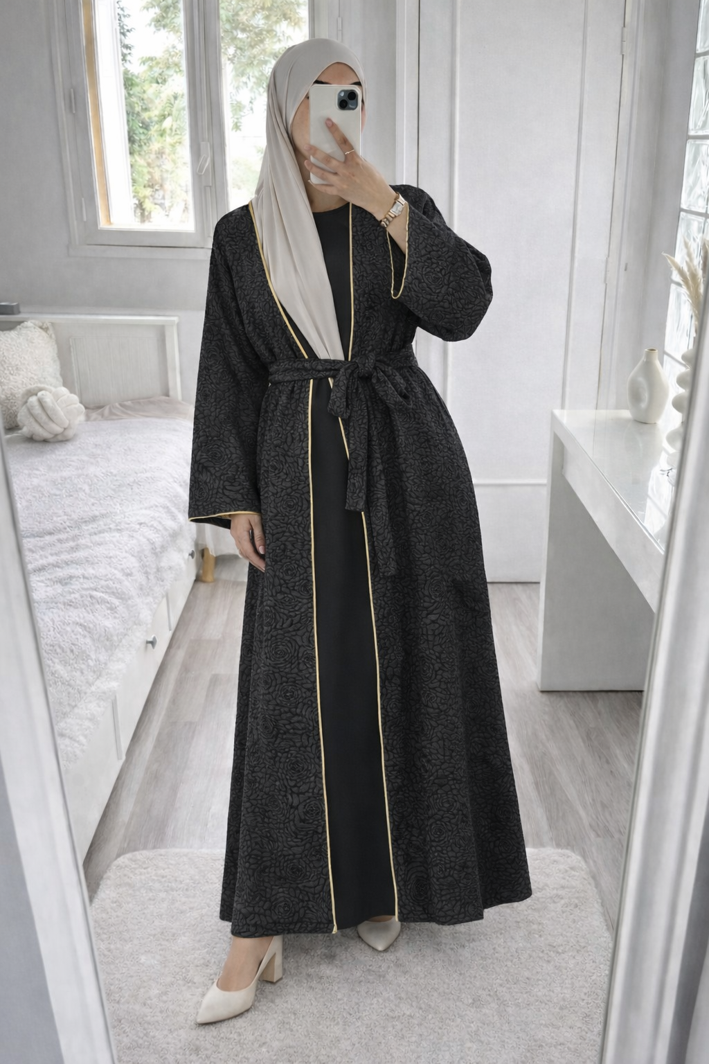 Abaya con kimono negro