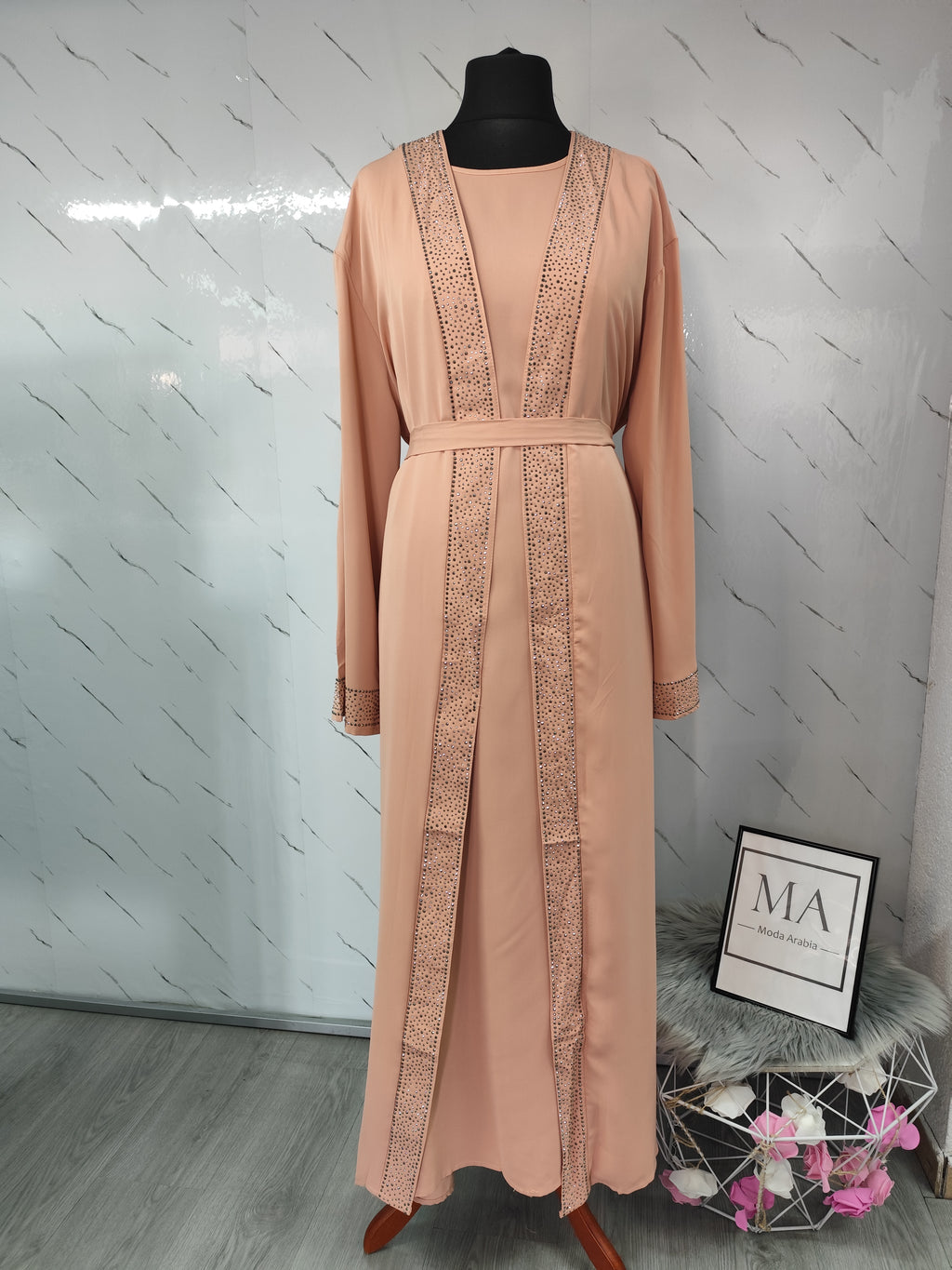 Abaya con kimono Salmon