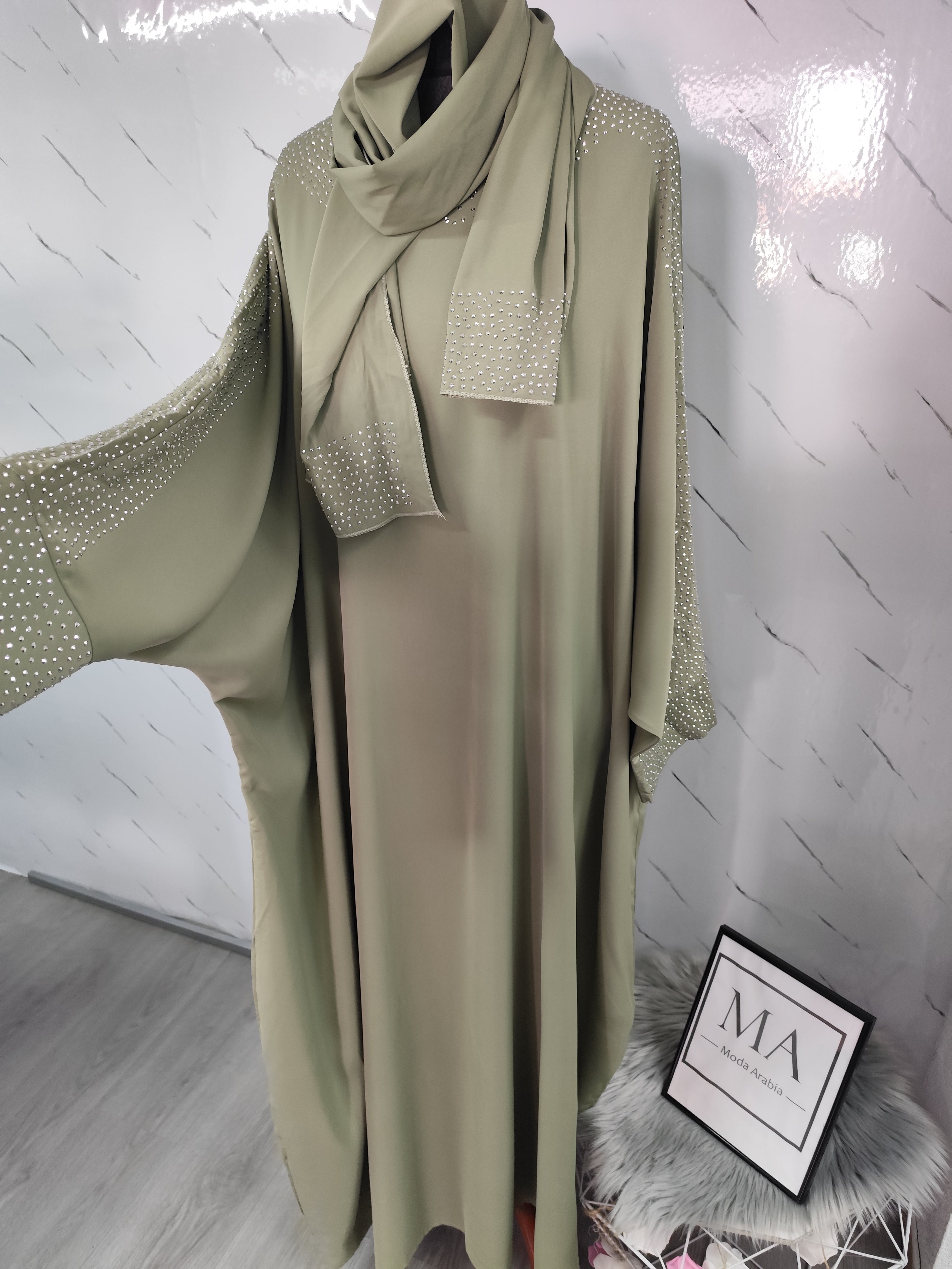 Faracha con strass y pañuelo Kaki