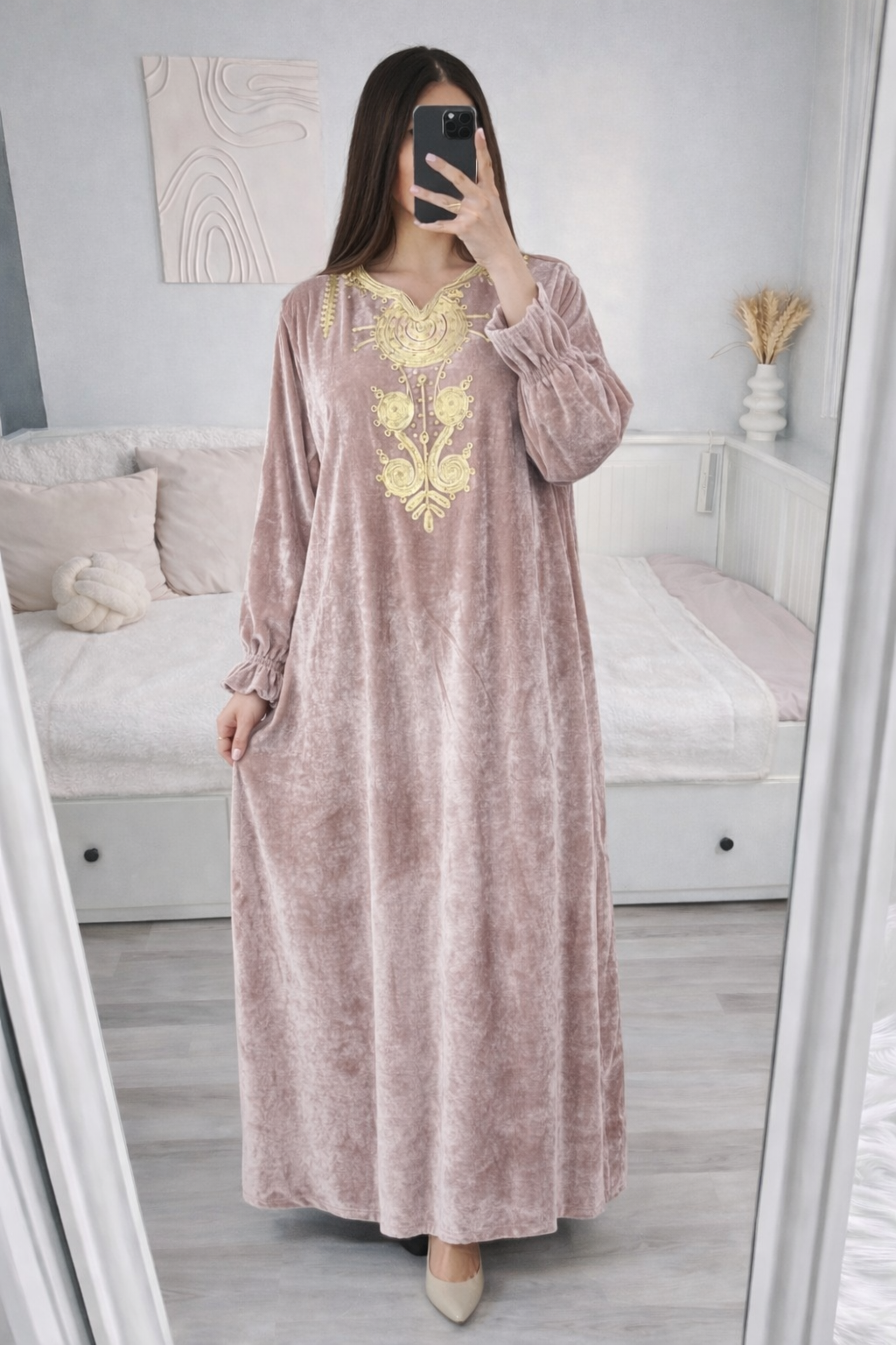 Kandora terciopelo rosa